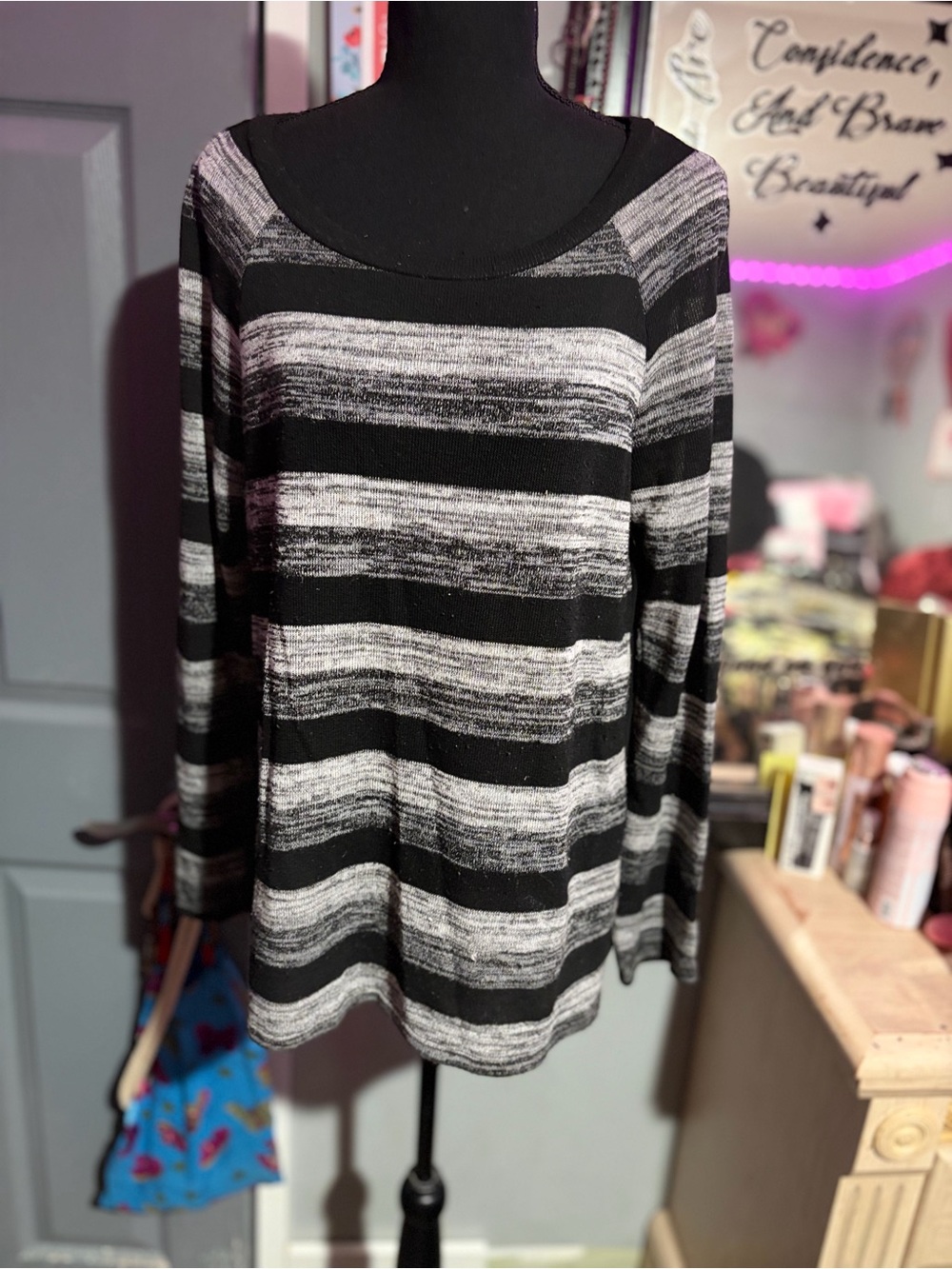 Vintage NWOT AB Studio Striped Long Sleeve Knit Top-L